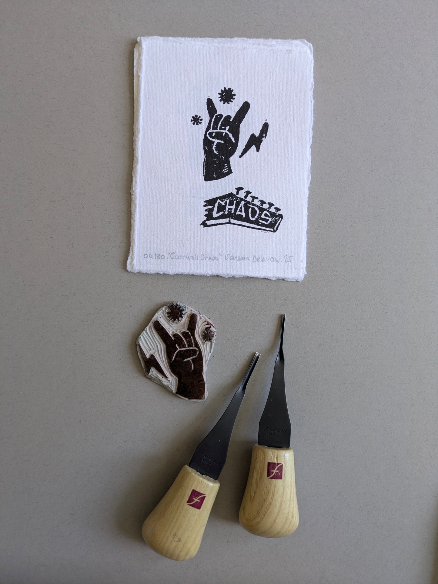 Chaos - punk rock linoprint