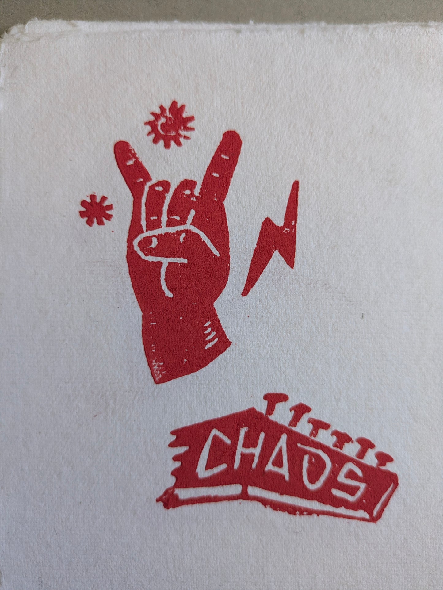 Chaos - punk rock linoprint