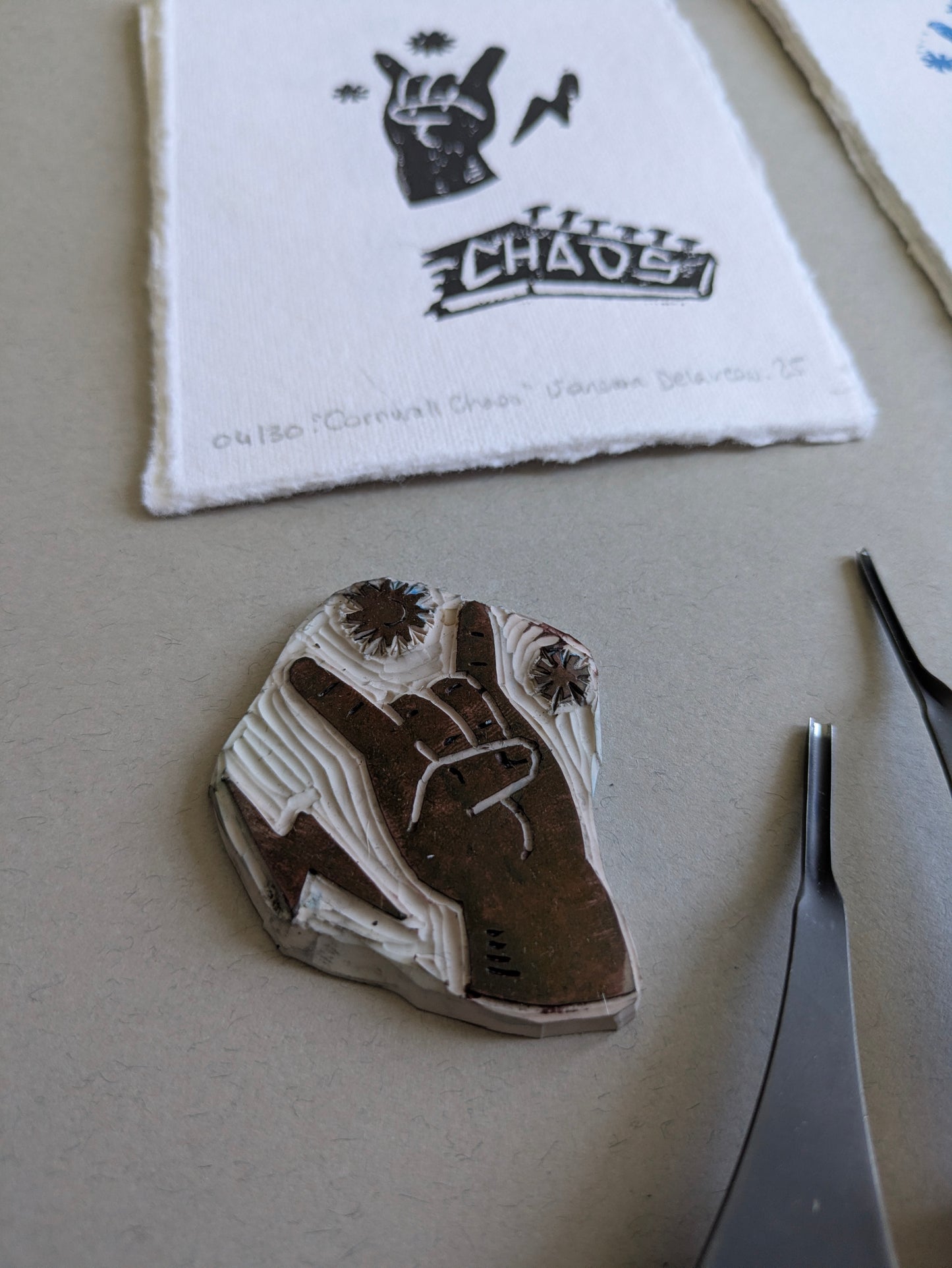 Chaos - punk rock linoprint