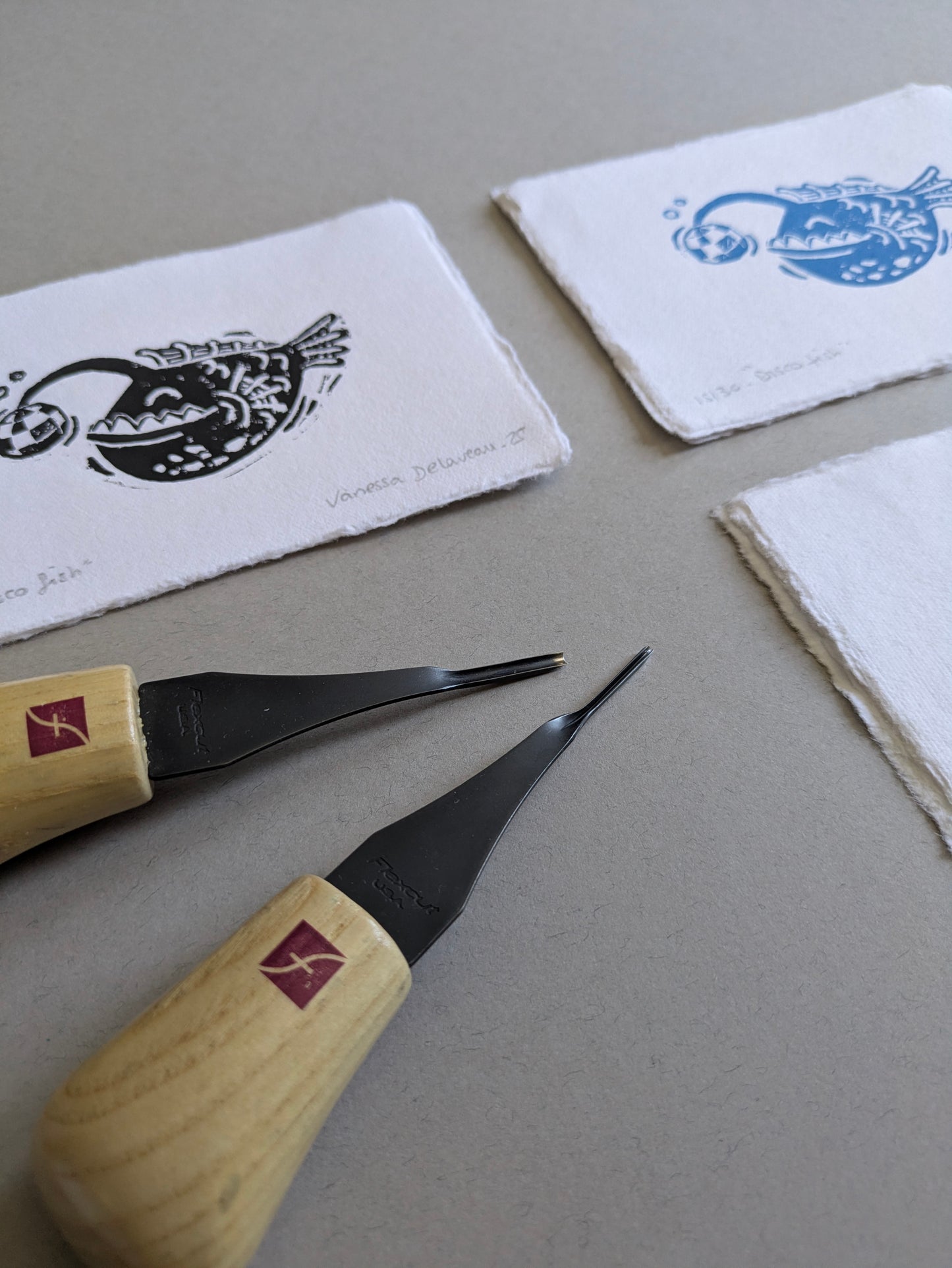 Disco fish - anglerfish - linoprint