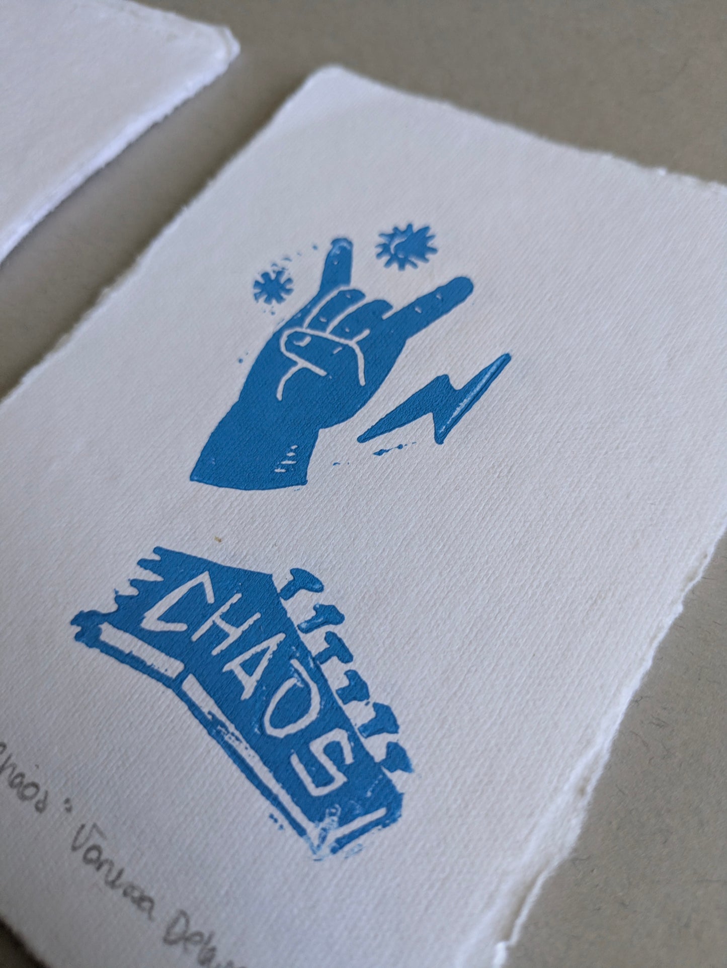 Chaos - punk rock linoprint
