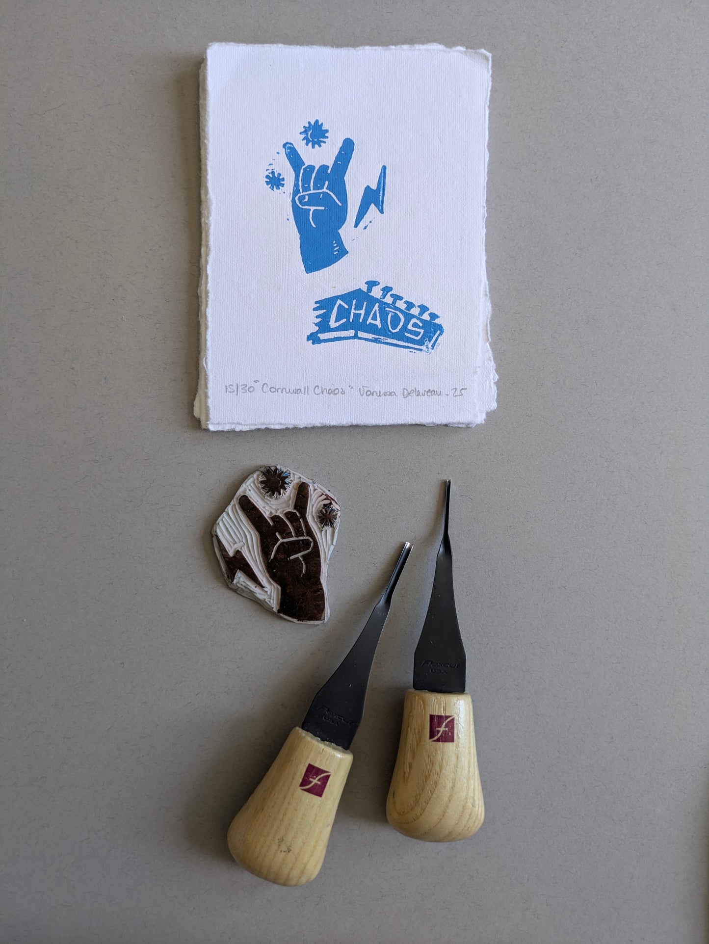 Chaos - punk rock linoprint